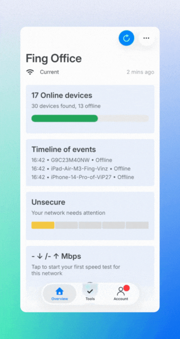 Fing iOS App with Liquid Glass