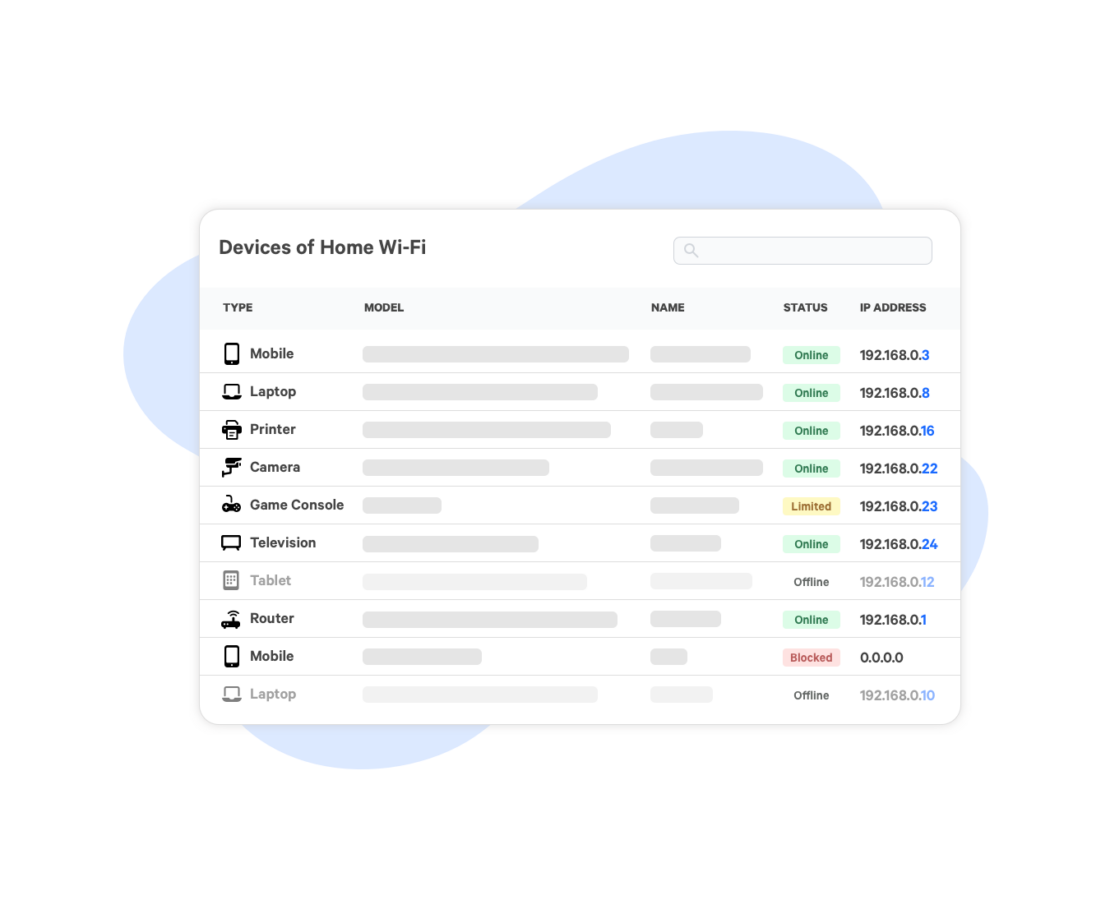 Design of the UI of Fing Desktop, an advanced network scanner for Windows and Mac