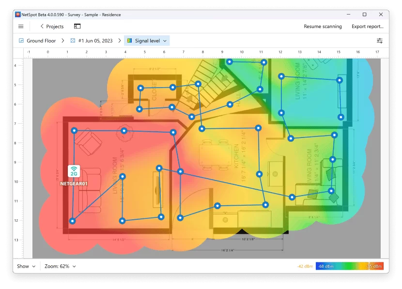 Screenshot of Netspot heatmap