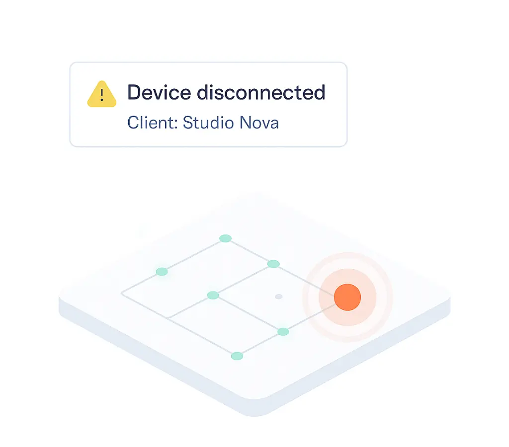Alert of device disconnected from a network on Fing