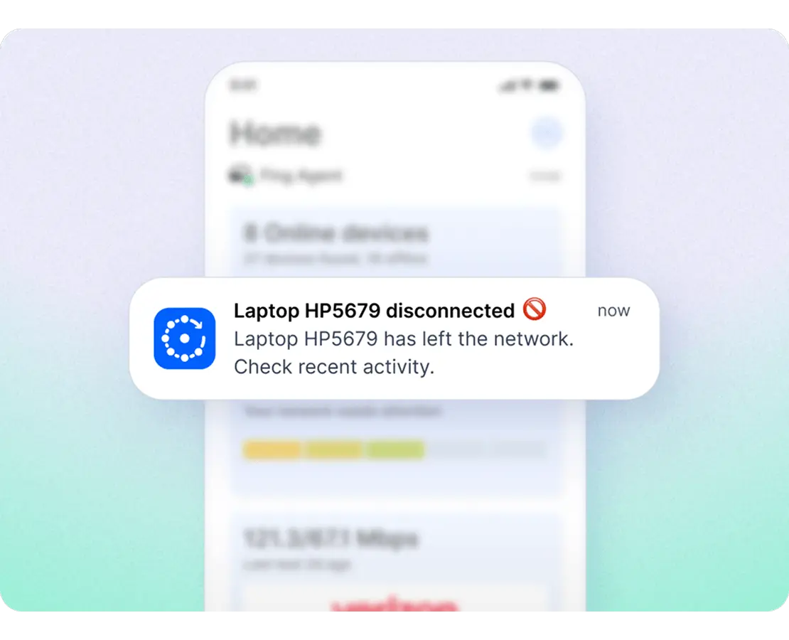 Screenshot of Fing Mobile sending a notification for offline device