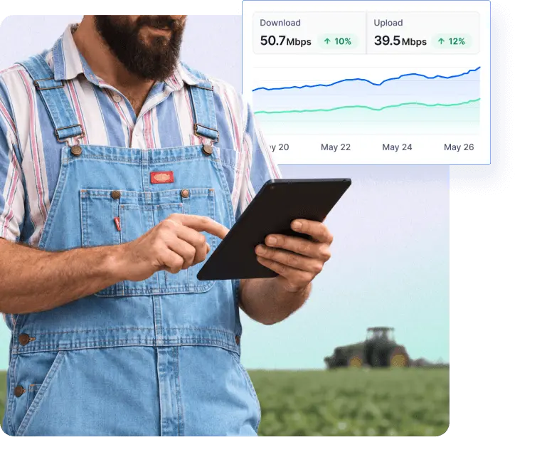 A farmer using Fing via tablet to monitor the devices on his network