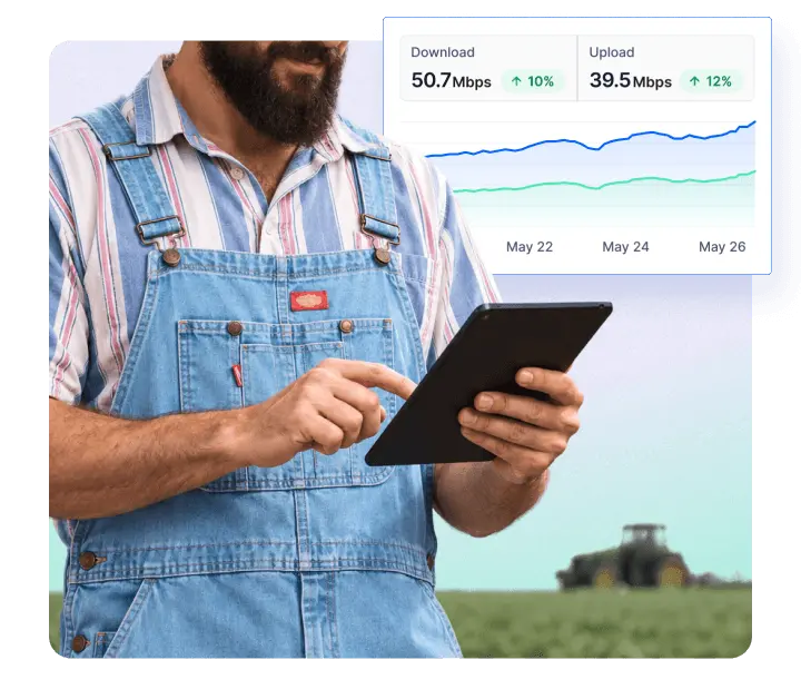 A farmer using Fing via tablet to monitor the devices on his network